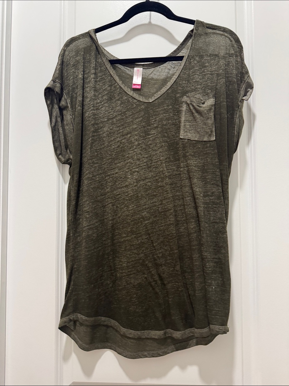 No Boundaries Olive Green V-Neck Pocket Tee